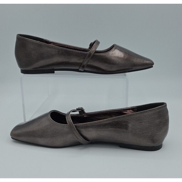 Mary Jane Shiny Pewter Flats - Picture 2 of 8